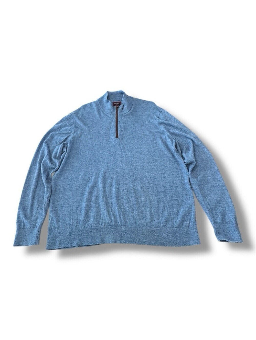 UNTUCKit Sweater Blue Merino Wool Quarter Zip Mock Neck Belguardo Men’s Size XXL